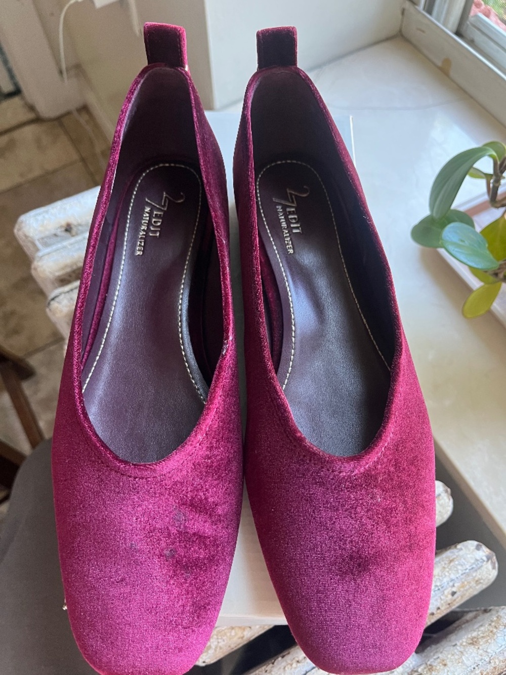Burgundy Velvet Flats